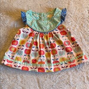 Matilda Jane Baby Dress with Apple Print and Blue Accents